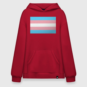 Худи SuperOversize хлопок с принтом Транс флаг , 70% хлопок, 30% полиэстер, мягкий начес внутри | карман-кенгуру, эластичная резинка на манжетах и по нижней кромке, двухслойный капюшон
 | розовый | транс | трансгендер | флаг