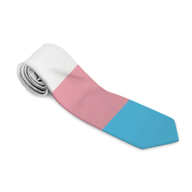 Галстук 3D с принтом Транс флаг , 100% полиэстер | Длина 148 см; Плотность 150-180 г/м2 | розовый | транс | трансгендер | флаг