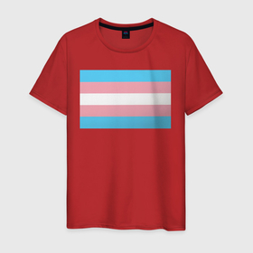 Мужская футболка хлопок с принтом Транс флаг в Екатеринбурге, 100% хлопок | прямой крой, круглый вырез горловины, длина до линии бедер, слегка спущенное плечо. | розовый | транс | трансгендер | флаг