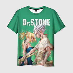 Мужская футболка 3D с принтом Dr Stone , 100% полиэфир | прямой крой, круглый вырез горловины, длина до линии бедер | dr. stone | kohaku | senku | taiju | доктор стоун | исигами сэнку | кохаку | сэнку | тайдзю | цукаса