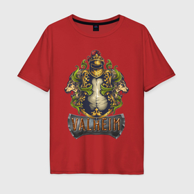Мужская футболка хлопок Oversize с принтом Valheim рыцарь и львы в Белгороде, 100% хлопок | свободный крой, круглый ворот, “спинка” длиннее передней части | fantasy | mmo | valheim | valve | валхейм | вальхейм | викинги | выживалка | игра | королевская битва | ммо | ролевая игра | фэнтази