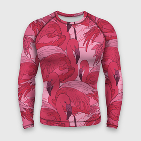 Мужской рашгард 3D с принтом розовые фламинго ,  |  | flamingo | птицы | розовый | фламинго