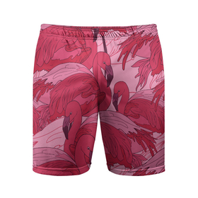 Мужские шорты спортивные с принтом розовые фламинго в Санкт-Петербурге,  |  | flamingo | птицы | розовый | фламинго