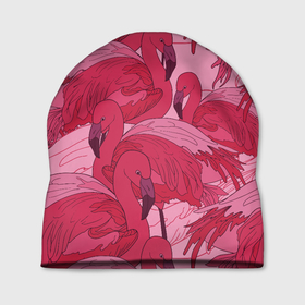 Шапка 3D с принтом розовые фламинго , 100% полиэстер | универсальный размер, печать по всей поверхности изделия | flamingo | птицы | розовый | фламинго