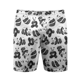 Мужские шорты спортивные с принтом Акварельные панды паттерн в Екатеринбурге,  |  | art | black white | cute | funny panda | panda | pandas | pattern | watercolor | акварель | акварельный рисунок | арт | детский рисунок | маленькие панды | медведи | медвежата | милые панды | мишки | панда | пандочка | пандочки | узор