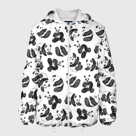 Мужская куртка 3D с принтом Акварельные панды паттерн , ткань верха — 100% полиэстер, подклад — флис | прямой крой, подол и капюшон оформлены резинкой с фиксаторами, два кармана без застежек по бокам, один большой потайной карман на груди. Карман на груди застегивается на липучку | art | black white | cute | funny panda | panda | pandas | pattern | watercolor | акварель | акварельный рисунок | арт | детский рисунок | маленькие панды | медведи | медвежата | милые панды | мишки | панда | пандочка | пандочки | узор