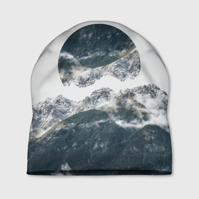 Шапка 3D с принтом Вершина Горы в Екатеринбурге, 100% полиэстер | универсальный размер, печать по всей поверхности изделия | воздух | горы | женская | молодеж | мужская | отдых | пейзаж | природа | свобода