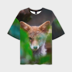 Мужская футболка oversize 3D с принтом Лисичка в   лесу в Санкт-Петербурге,  |  | fox | foxy | животное | звери | лиса | лисенок | лисичка | милая | рыжая | фокс