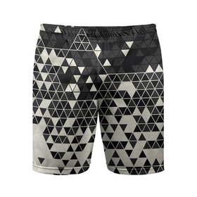 Мужские шорты спортивные с принтом Абстракция в Курске,  |  | абстракция | арт | белый | вектор | векторный рисунок | рисунок | треугольник | треугольники | чёрно белый | чёрный