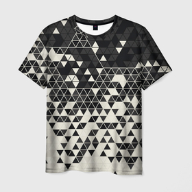 Мужская футболка 3D с принтом Абстракция в Тюмени, 100% полиэфир | прямой крой, круглый вырез горловины, длина до линии бедер | абстракция | арт | белый | вектор | векторный рисунок | рисунок | треугольник | треугольники | чёрно белый | чёрный
