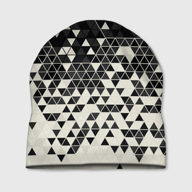 Шапка 3D с принтом Абстракция в Курске, 100% полиэстер | универсальный размер, печать по всей поверхности изделия | абстракция | арт | белый | вектор | векторный рисунок | рисунок | треугольник | треугольники | чёрно белый | чёрный