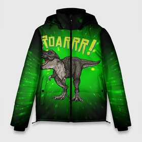 Мужская зимняя куртка 3D с принтом Roarrr Динозавр T rex в Екатеринбурге, верх — 100% полиэстер; подкладка — 100% полиэстер; утеплитель — 100% полиэстер | длина ниже бедра, свободный силуэт Оверсайз. Есть воротник-стойка, отстегивающийся капюшон и ветрозащитная планка. 

Боковые карманы с листочкой на кнопках и внутренний карман на молнии. | dino | dinosaur | roar | t rex | динозавр | роар | тирекс | трекс