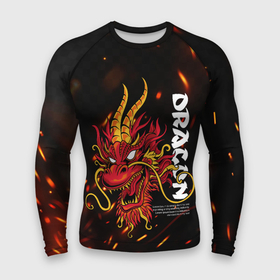Мужской рашгард 3D с принтом Dragon Огненный дракон в Новосибирске,  |  | dragon | fire | дракон | китай | китайский огонь | костер | огонь