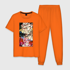 Мужская пижама хлопок с принтом GOKU   ГЕРОИ АНИМЕ ГОКУ в Курске, 100% хлопок | брюки и футболка прямого кроя, без карманов, на брюках мягкая резинка на поясе и по низу штанин
 | Тематика изображения на принте: anime | goku | heroes | kamehameha | sugoi | super dragon ball | аниме | гоку | камехамеха