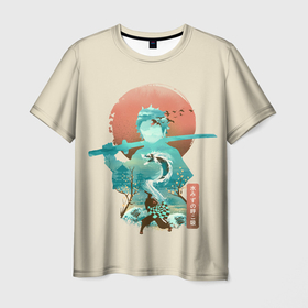 Мужская футболка 3D с принтом Demon Slayer Tanjiro в Екатеринбурге, 100% полиэфир | прямой крой, круглый вырез горловины, длина до линии бедер | demon | inosuke | kimetsu | muzan | nezuko | no | slayer | tanjiro | yaiba | zenitsu | гию | демонов | зеницу | иноске | клинок | музан | незуко | рассекающий | танджиро | томиока