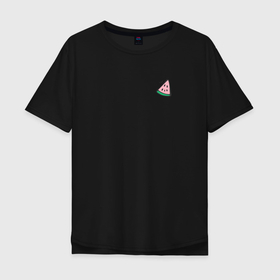 Мужская футболка хлопок Oversize с принтом Кусочек арбуза в Тюмени, 100% хлопок | свободный крой, круглый ворот, “спинка” длиннее передней части | арбуз | еда | кусочек арбуза | тропический | фрукт | ягода