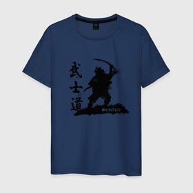 Мужская футболка хлопок с принтом Busido   путь воина. в Курске, 100% хлопок | прямой крой, круглый вырез горловины, длина до линии бедер, слегка спущенное плечо. | воин | воитель | демон | меч | путь | самурай | япония