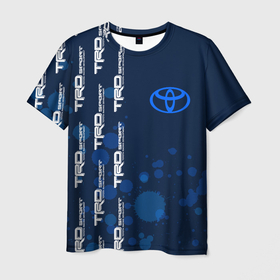 Мужская футболка 3D с принтом Toyota - Paint (Pattern on left) в Курске, 100% полиэфир | прямой крой, круглый вырез горловины, длина до линии бедер | auto | camry | corolla | cruiser | land | logo | moto | paint | rav | supra | toyota | авенсис | авто | автомобиль | брызги | камри | королла | краска | крузер | ленд | лого | логотип | логотипы | марка | мото | паттерн | рав | символ