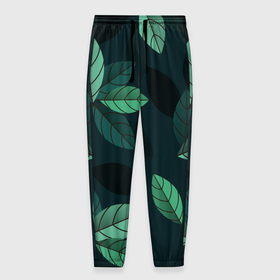 Мужские брюки 3D с принтом листва , 100% полиэстер | манжеты по низу, эластичный пояс регулируется шнурком, по бокам два кармана без застежек, внутренняя часть кармана из мелкой сетки | зелень | лист | листва | листик | листья | растения