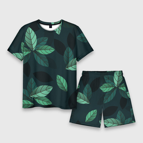 Мужской костюм с шортами 3D с принтом листва в Тюмени,  |  | зелень | лист | листва | листик | листья | растения