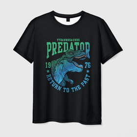 Мужская футболка 3D с принтом Dino predator в Кировске, 100% полиэфир | прямой крой, круглый вырез горловины, длина до линии бедер | 1976 | dino | t rex | trex | дино | динозавр | тирекс | хищник
