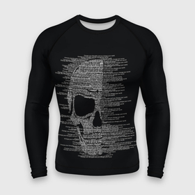 Мужской рашгард 3D с принтом Череп из текста в Тюмени,  |  | hell | skull | ад | скелет | ужасы | череп | черепушка