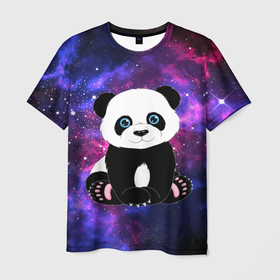Мужская футболка 3D с принтом Space Panda , 100% полиэфир | прямой крой, круглый вырез горловины, длина до линии бедер | animal | bear | panda | space | star | вселенная | галактика | животные | звёзды | космос | медведь | миша | панда