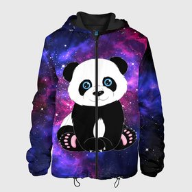 Мужская куртка 3D с принтом Space Panda в Тюмени, ткань верха — 100% полиэстер, подклад — флис | прямой крой, подол и капюшон оформлены резинкой с фиксаторами, два кармана без застежек по бокам, один большой потайной карман на груди. Карман на груди застегивается на липучку | Тематика изображения на принте: animal | bear | panda | space | star | вселенная | галактика | животные | звёзды | космос | медведь | миша | панда