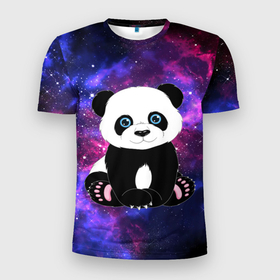 Мужская футболка 3D спортивная с принтом Space Panda в Екатеринбурге, 100% полиэстер с улучшенными характеристиками | приталенный силуэт, круглая горловина, широкие плечи, сужается к линии бедра | animal | bear | panda | space | star | вселенная | галактика | животные | звёзды | космос | медведь | миша | панда