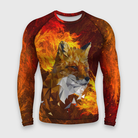 Мужской рашгард 3D с принтом Огненный Лис ,  |  | animal | fire | fox | texture | битва огней | животные | лис | лиса | огонь | пламя | стихия | текстура