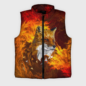 Мужской жилет утепленный 3D с принтом Огненный Лис ,  |  | animal | fire | fox | texture | битва огней | животные | лис | лиса | огонь | пламя | стихия | текстура