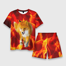 Мужской костюм с шортами 3D с принтом Fire Fox в Кировске,  |  | animal | fire | fox | texture | битва огней | животные | лис | лиса | огонь | пламя | стихия | текстура