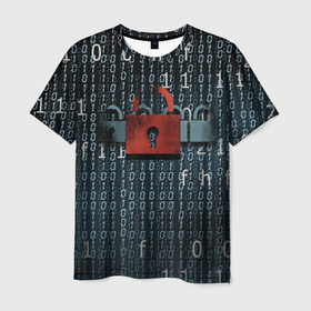 Мужская футболка 3D с принтом Цифровой Код , 100% полиэфир | прямой крой, круглый вырез горловины, длина до линии бедер | anonim | code | it | technology | аноним | замки | код | технологии | цифры