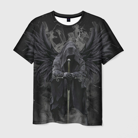 Мужская футболка 3D с принтом Ангел Смерти в Петрозаводске, 100% полиэфир | прямой крой, круглый вырез горловины, длина до линии бедер | angel | death | death angel | ангел | зло | тьма