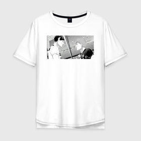 Мужская футболка хлопок Oversize с принтом Кагеяма vs Хината в Новосибирске, 100% хлопок | свободный крой, круглый ворот, “спинка” длиннее передней части | аниме | волейбол | кагеяма | манга | хината