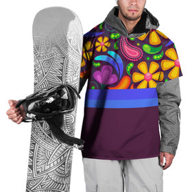Накидка на куртку 3D с принтом Мультяшные Цветы в Курске, 100% полиэстер |  | линии | минимализм | мультяшные цветы | полосы | рисунок | узоры | цветы