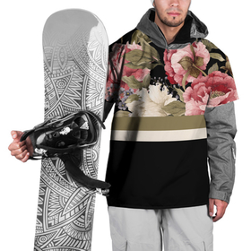Накидка на куртку 3D с принтом Розы , 100% полиэстер |  | Тематика изображения на принте: линии | листья | полосы | природа | растение | рисунок | розы | цветы