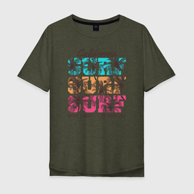 Мужская футболка хлопок Oversize с принтом Surf в Петрозаводске, 100% хлопок | свободный крой, круглый ворот, “спинка” длиннее передней части | surf | usa | калифорния | лето | море