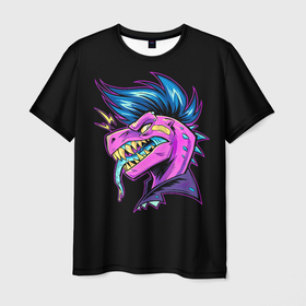 Мужская футболка 3D с принтом Ящер Пресли в Петрозаводске, 100% полиэфир | прямой крой, круглый вырез горловины, длина до линии бедер | змея | игуана | кислотное | музыка | панк | пресли | элвис | элвиспресли | ящер | ящерица