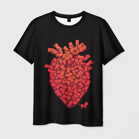 Мужская футболка 3D с принтом Сердце Из Котиков в Санкт-Петербурге, 100% полиэфир | прямой крой, круглый вырез горловины, длина до линии бедер | Тематика изображения на принте: cat | cats | heart | kittens | love | meow | moore | red | кот | котики | котята | кошка | красный | лав | любовь | мур | мяу | сердечко | сердце