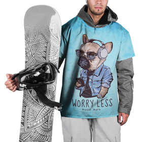 Накидка на куртку 3D с принтом Worry less в Курске, 100% полиэстер |  | арт | графика | животные | звери | музыка | собака