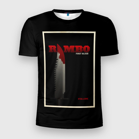 Мужская футболка 3D Slim с принтом РЭМБО , 100% полиэстер с улучшенными характеристиками | приталенный силуэт, круглая горловина, широкие плечи, сужается к линии бедра | боевик | боевики | бойня | война | рембо | рэмбо | сталлоне | сталоне | столлоне | столоне