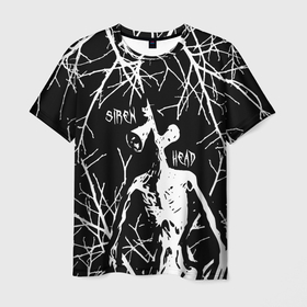 Мужская футболка 3D с принтом Сайрен Хэд , 100% полиэфир | прямой крой, круглый вырез горловины, длина до линии бедер | scp | siren head | лес | монстр | персонаж | сиреноголовый