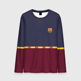 Мужской лонгслив 3D с принтом FC Barcelona | Flag and team Logo (2021 22) в Петрозаводске, 100% полиэстер | длинные рукава, круглый вырез горловины, полуприлегающий силуэт | 0x000000123 | barca | barcelona | elclasico | la liga | messi | pre match | барса | барселона | классико | месси