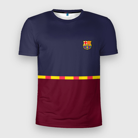 Мужская футболка 3D Slim с принтом FC Barcelona | Flag and team Logo (2021 22) , 100% полиэстер с улучшенными характеристиками | приталенный силуэт, круглая горловина, широкие плечи, сужается к линии бедра | 0x000000123 | barca | barcelona | elclasico | la liga | messi | pre match | барса | барселона | классико | месси