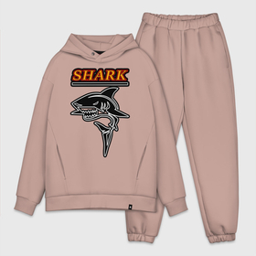 Мужской костюм хлопок OVERSIZE с принтом Shark в городе Новоалтайск,  |  | fish | shark | акула | морской хищник | рыба | хищник