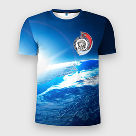 Мужская футболка 3D Slim с принтом Юрий Гагарин Планета Земля , 100% полиэстер с улучшенными характеристиками | приталенный силуэт, круглая горловина, широкие плечи, сужается к линии бедра | gagarin | гагарин | день космонавтики | космонавтика | космос | с гагариным | хорошего качества | юрий