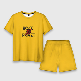 Мужской костюм с шортами 3D с принтом Rock privet в Курске,  |  | rock privet | группа | коза | музыка | рок | рок привет | рокер | русский рок
