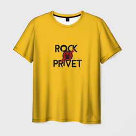 Мужская футболка 3D с принтом Rock privet в Белгороде, 100% полиэфир | прямой крой, круглый вырез горловины, длина до линии бедер | Тематика изображения на принте: rock privet | группа | коза | музыка | рок | рок привет | рокер | русский рок
