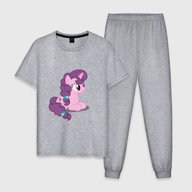 Мужская пижама хлопок с принтом Pony Pink Mammal Purple - Litt в Курске, 100% хлопок | брюки и футболка прямого кроя, без карманов, на брюках мягкая резинка на поясе и по низу штанин
 | Тематика изображения на принте: applejack | friendship | mylittlepony | rainbow dash | twilight sparkle | waifu | вайфу | дружба это магия | друзья | кони | моя маленькая пони | мультфильм | пони | радуга | ренбоу деш | эплджек
